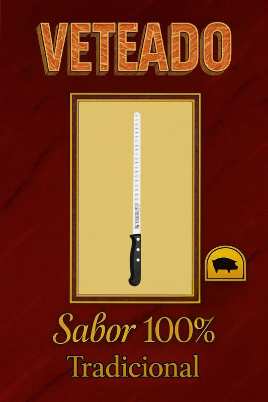 Cuchillo Jamonero Profesional 29 cm – Acero Inoxidable Alveolado Veteado