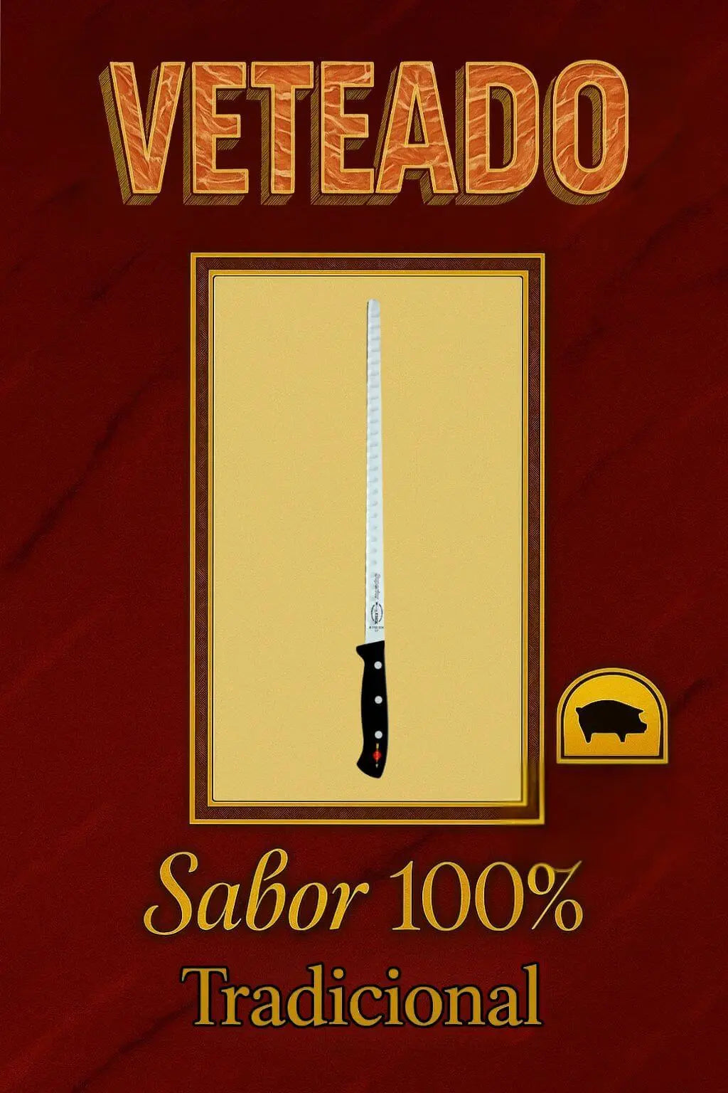 Cuchillo Jamonero Profesional 32 cm – Acero Alemán Alta Precisión Veteado