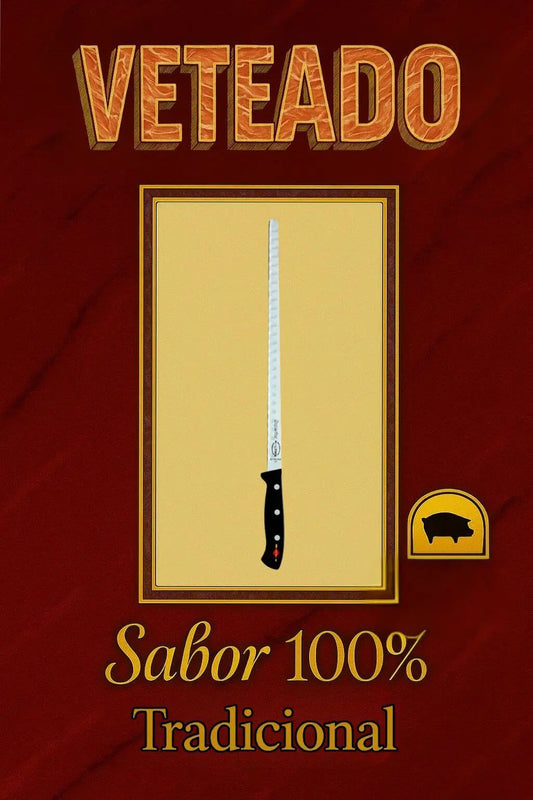 Cuchillo Jamonero Profesional 32 cm – Acero Alemán Alta Precisión Veteado